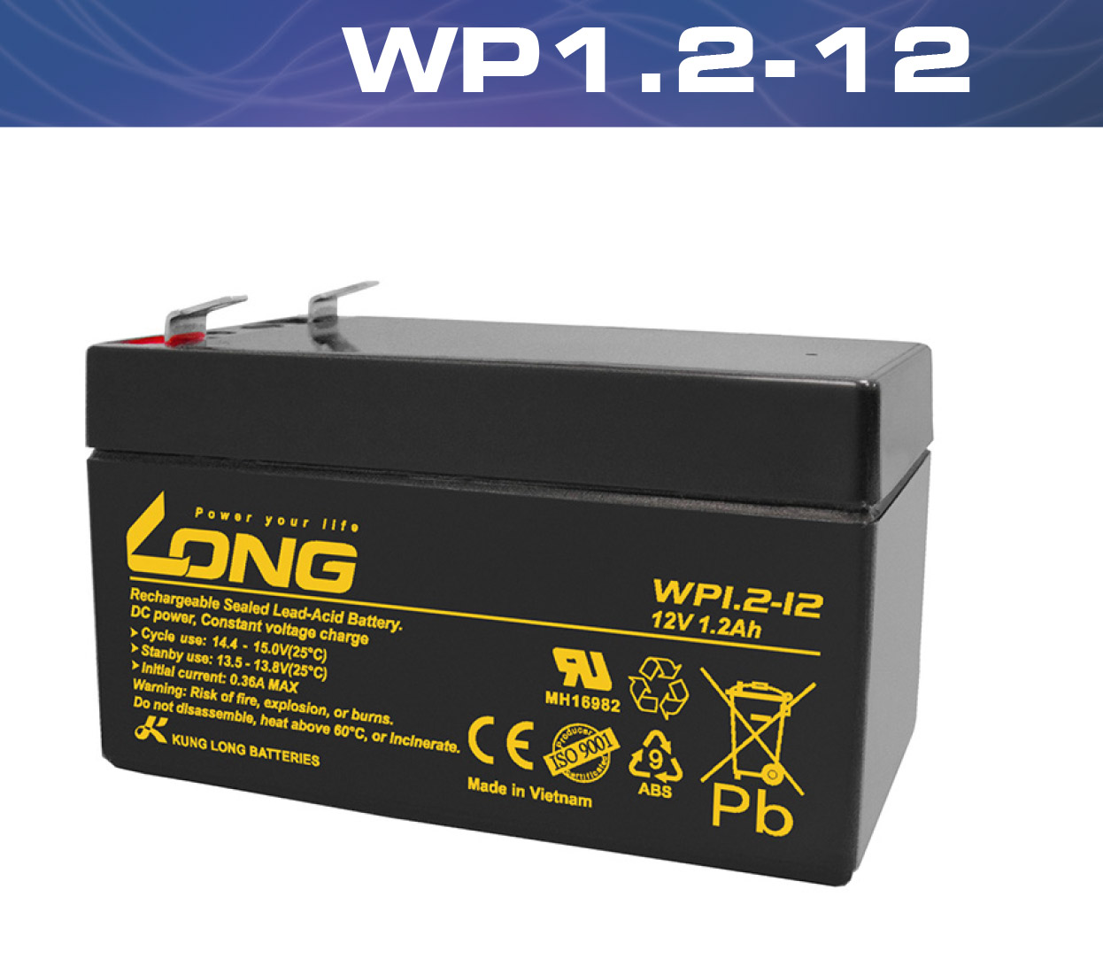 WP1.2-12,12V1.2 Ah
