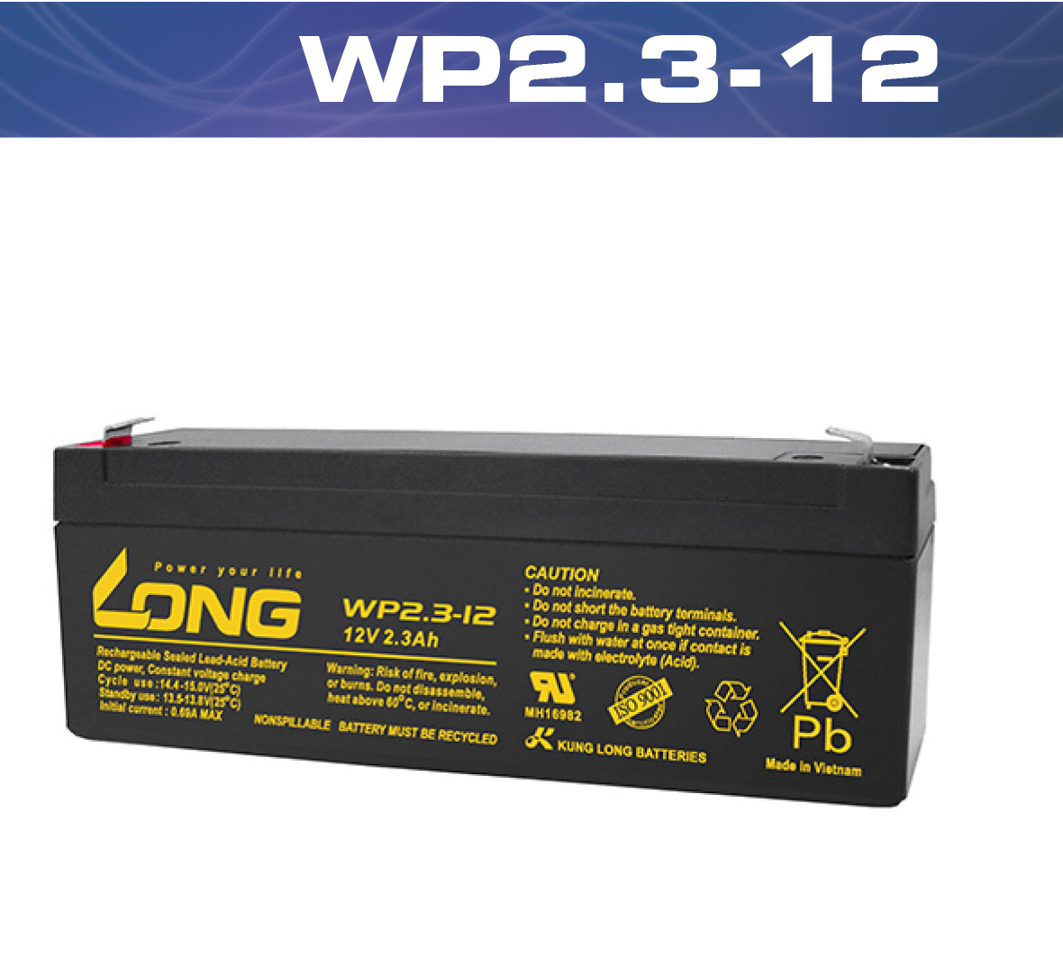 WP2.3-12,12V2.3 Ah